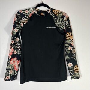 O'RAGEOUS Shirt Rash Guard Women Medium Beach Floral Surf Swim Tropical Vacation
